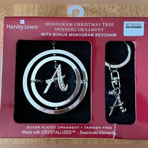 Harvey Lewis Silver Monogram Ornament with Keychain - A